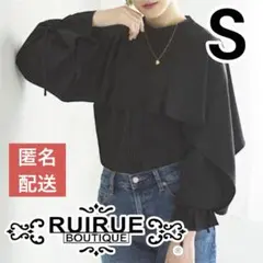 ルイルエブティック トップス 長袖ブラウス 黒 トップスカットソー オフィス S