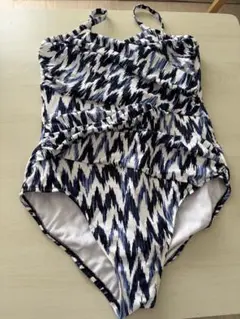 ワンピース水着 ネイビーとホワイトの幾何学模様　US14（17相当）