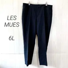 美品☆LES MUES スラックス　チェック柄ネイビー　6L相当　大きいサイズ