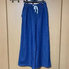 デニムブルー ワイドパンツ ゴムウエストMサイズ