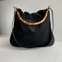 Gucci Bamboo Black Suede Shoulder Bag