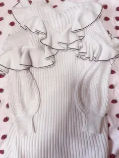 GRL フリル付 ニット ワンピース