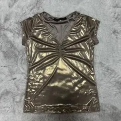 MICHEL KLEIN ゴールド Vネック 半袖Tシャツ38のサムネイル