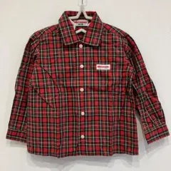 美品　MIKI HOUSE 赤 チェック柄 長袖シャツ 100