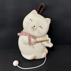昭和ヴィンテージ KOTOBUKI 陶器製 オルゴール 猫 ヴァイオリン