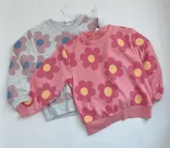【新品未使用】西松屋 110 花柄トップス 2枚セット 双子コーデ 春服