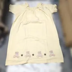 【XLサイズ】ルームワンピース イエロー クマ柄 パッド付