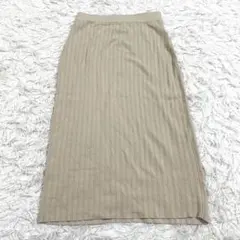 PLST プラステ ニットスカート M リブ編み タイト 秋冬 Iライン