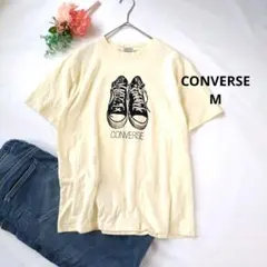 k456　【CONVERSE】スニーカープリント Tシャツ 綿 　M イエローのサムネイル