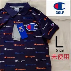チャンピオン Champion ポロシャツ 未使用 総柄 ロゴ 半袖 ゴルフ