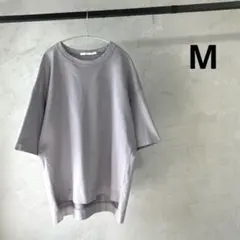 美品 ユニクロ +J スーピマコットンオーバーサイズＴ（5分袖） グレー M