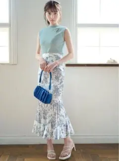 GRL 花柄プリーツ切り替えマーメイドスカート