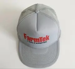 海外古着 プリント アメリカ企業 メッシュキャップ トラッカー 帽子 グレー