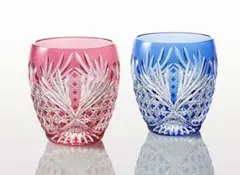 KAGAMI 江戸切子 ペアロックグラス 「鹿角」