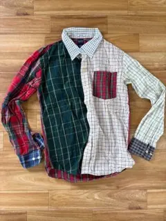 【良配色】ボタンダウンシャツ L チェック柄 ネルシャツ風 古着