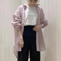LOWRYS FARM シアーシャツ ピンク F オーバーサイズ 羽織り