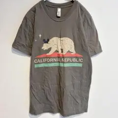 American Apparel【S】カリフォルニアTシャツ グレー 半袖 クマ