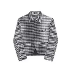 千鳥格子 ジャケット エレガント 総柄 ルーズ 韓国 春秋