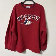 Disneyland ミッキー スウェット 赤　90s スリランカ製　刺繍　XL