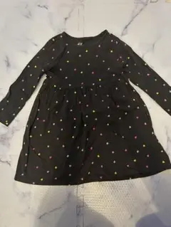 H&M ハート柄 長袖ワンピース ブラック