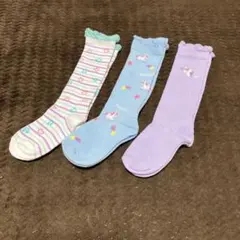 女の子ハイソックス15〜20㎝3足セット ユニコーン　ハート　夢かわ