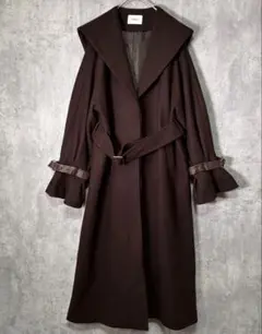 美品 MURUA セーラーカラー ロングコート ダークブラウン ベルト