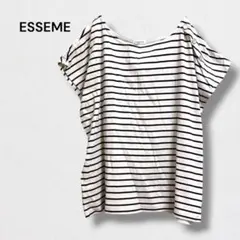 エシーム カットソー Tシャツ 半袖 ボーダー柄 肩ボタン 綿100％ LLのサムネイル