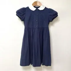 新品】マムエモア♡濃紺ワンピース 女の子 発表会 刺繍 お受験 面接 