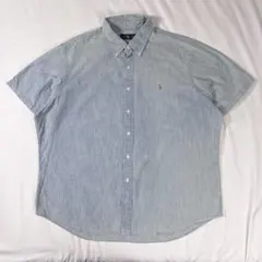 ラルフローレン 半袖シャツ ボタンダウン シャンブレー 水色 XXL