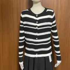 ボーダー長袖カーディガン ブラック・ホワイト　新品未使用