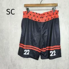 SC　ハーフパンツ　黒×赤　ショートパンツ　ストリートバスケット　a6428