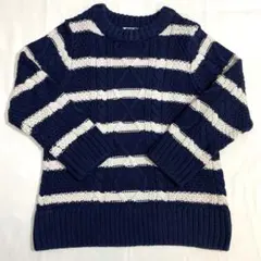 BREZEE 100 セーター ボーダー 白 ネイビー