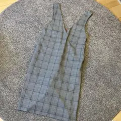 【試着のみ、タグなし】XL チェック柄　グレー　ジャンパースカート
