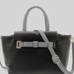 FIRANOフィラノフロントベルトリボンハンドバッグ2wayバッグ黒