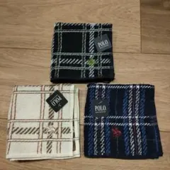 Polo チェック柄 タオルハンカチ 3枚セット