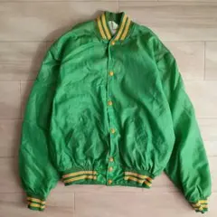 ✨️USA製✨️HOLLOWAY ナイロンスタジャン 緑×黄 亀ボタンLサイズ