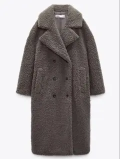 【美品】完売品　ZARA ダブルブレスト　フェイクボアコート　テディベア　XS