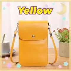 薄型　軽量 ショルダーバッグ スマホショルダー　イエロー　背面クリア　携帯