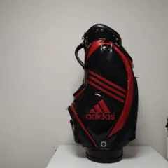 し*ん様 adidas キャディバッグ 黒赤 ストライプ