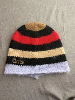Aries Striped Knit Beanie