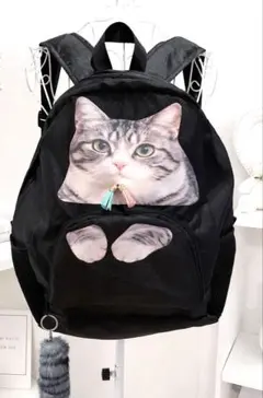 猫リュック　サバ白猫リュック　高機能　定番サイズ　オリジナルデザイン　しっぽ付き
