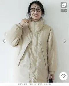 coca フェザー混ハイネックロングダウンコート M オーバーサイズ ベージュ