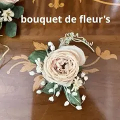 ❸布花　薔薇のコサージュ　オールドローズ　ペールピンク　シルク　小花　手染め