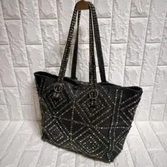 希少 ジャマンピュエッシュ トートバッグ オールレザー スタッズ ブラック A4