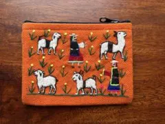 アンデス刺繍ポーチ　オレンジ　チチカカのサムネイル
