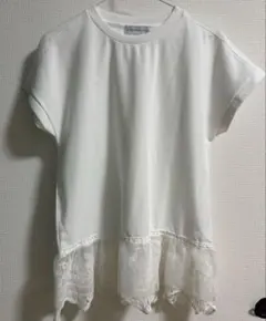 美品　SEASONREASON 裾レース ワッフル生地半袖Tシャツカットソー　M