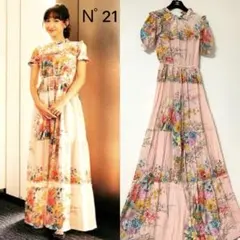 ヌメロヴェントゥーノ 花柄ロングワンピース　ドレス
