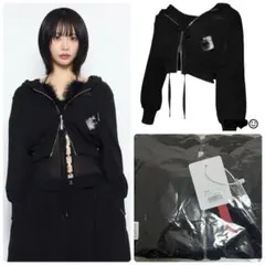 THEREDTHREAD♡emblem cropped hoodie♡blackのサムネイル