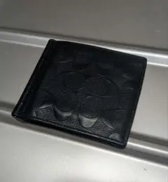 COACH ブラックレザー マネークリップ コーチ - メルカリ