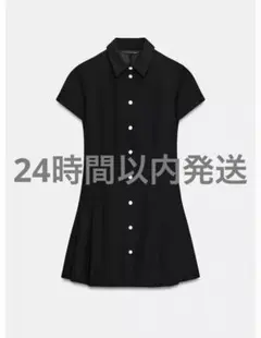 ZARA ザラ プリーツ入りテクスチャー生地ワンピース - メルカリ